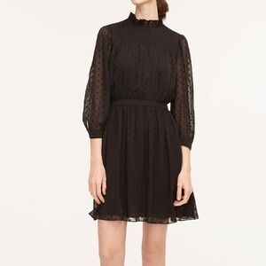 NWT Rebecca Taylor Clip-Dot Black Sheer Shirt Dress